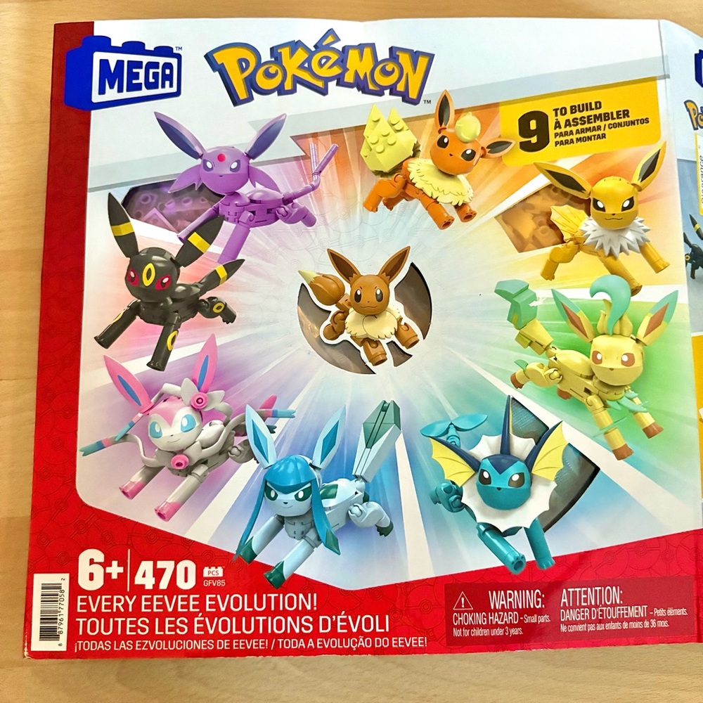 Mega Pokemon Every Eevee Evolution! 9 Figure Building Set - 470 Pieces - Picture 9 of 11